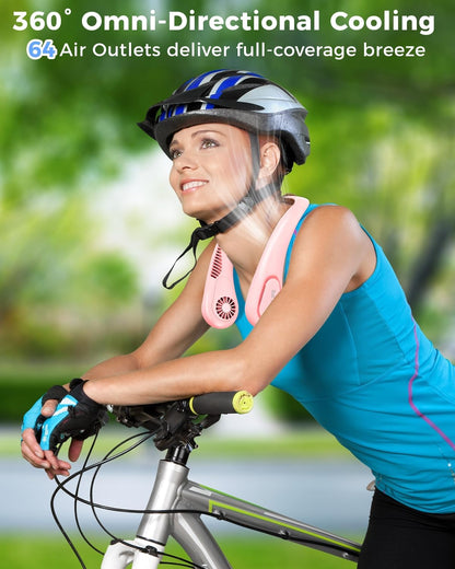 Portable Bladeless Neck Fan, 5000mAh Rechargeable Battery, 3 Speeds, Workout Essential, 360°Airflow, Twistable, Personal Wearable Neck Fan for Sports Outdoor Indoor, Gifts for Man Woman Family