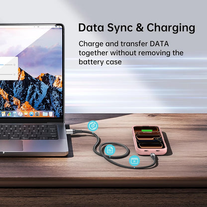 GIN FOXI Battery Case for iPhone 17 AIR, Charging Case Charger 8500mAh Ultra-Slim Lightweight Powerful Battery Pack 15W Fast Rechargeable Anti-Fall TPU Juice Box for iPhone 17 AIR (6.5") Pink