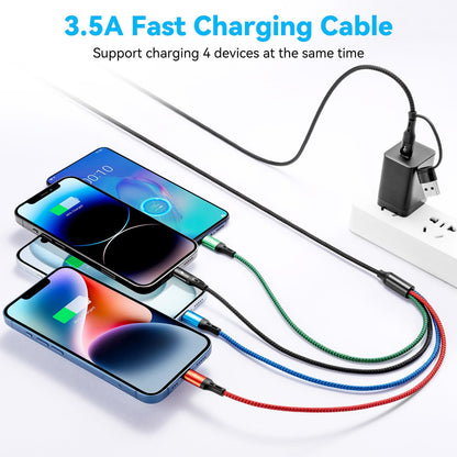 4 in 2 Multi Charging Cable 3.5A, [2Pack 6Ft] Multiple fast Charging Cord USB A/C to Type C/Micro USB/Lightning Universal Braided Charger Cable,Multi Charger for Cell Phones,iPhone,Galaxy and More