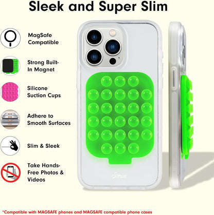 Sonix | Magnetic Silicone Suction Cup Phone Mount for iPhone | Compatible with MagSafe | Bright Fluorescent Green | Neon Green