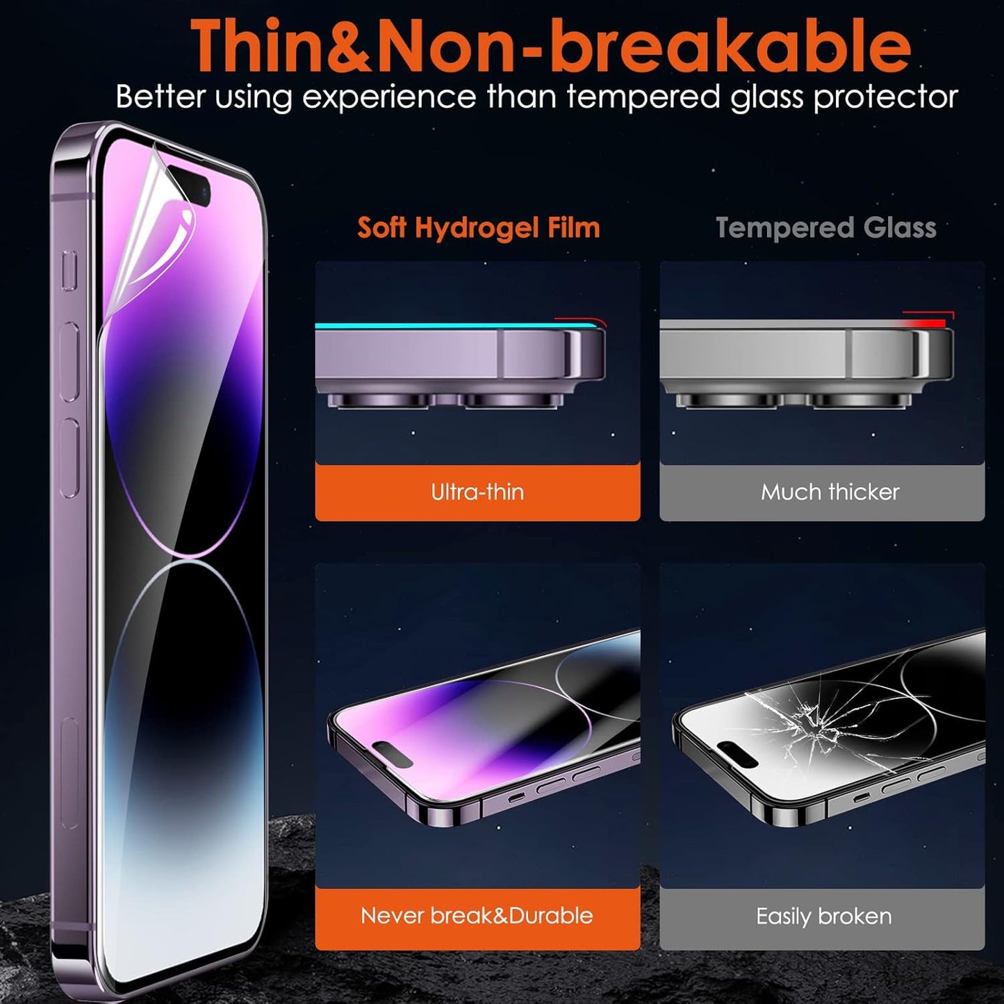 [3 Pack] Hydrogel Film Screen Protector for iPhone 14 Pro/iPhone 14 (6.1 inch), Soft TPU Transparent Protective Screen Protector Film (Not Tempered Glass)