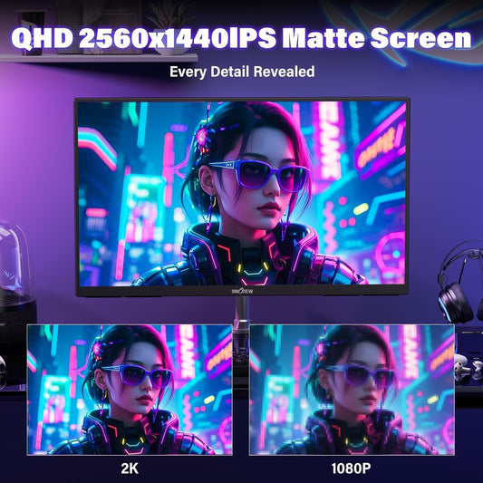 InnoView 23.8 Inch 2K 100Hz Large Portable Monitor ∆E<2 100% sRGB Fast IPS Portable Gaming Monitor QHD w/180° Adjustable Stand USB-C HDMI Laptop Monitor for PS5/4 Desktop MacBook Switch Xbox 2560X1440