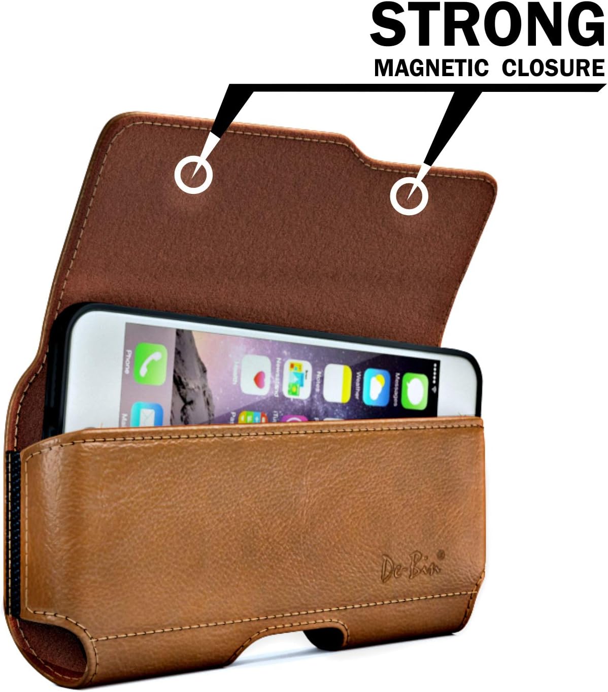 DeBin Case for Large iPhone Plus, Pro Max Cell Phones, Samsung Galaxy S24+ Plus 5G to S10+ Plus Smartphones – Cellphone Belt Holder Clip Holster Carry Pouch Man Women (Fits Phone with Case on) Brown