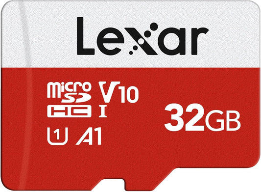 Lexar E-Series 32GB Micro SD Card, microSDHC UHS-I Flash Memory Card with Adapter, 100MB/s, C10, U1, A1, V10, Full HD, High Speed TF Card