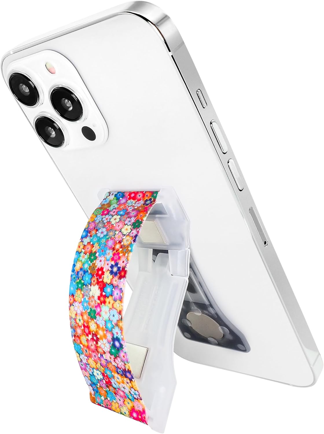 LOVEHANDLE PRO Premium Phone Grip - Silicone Strap - Magnetic Mount and Kickstand for Smartphone and Tablet - Colorful Daisies