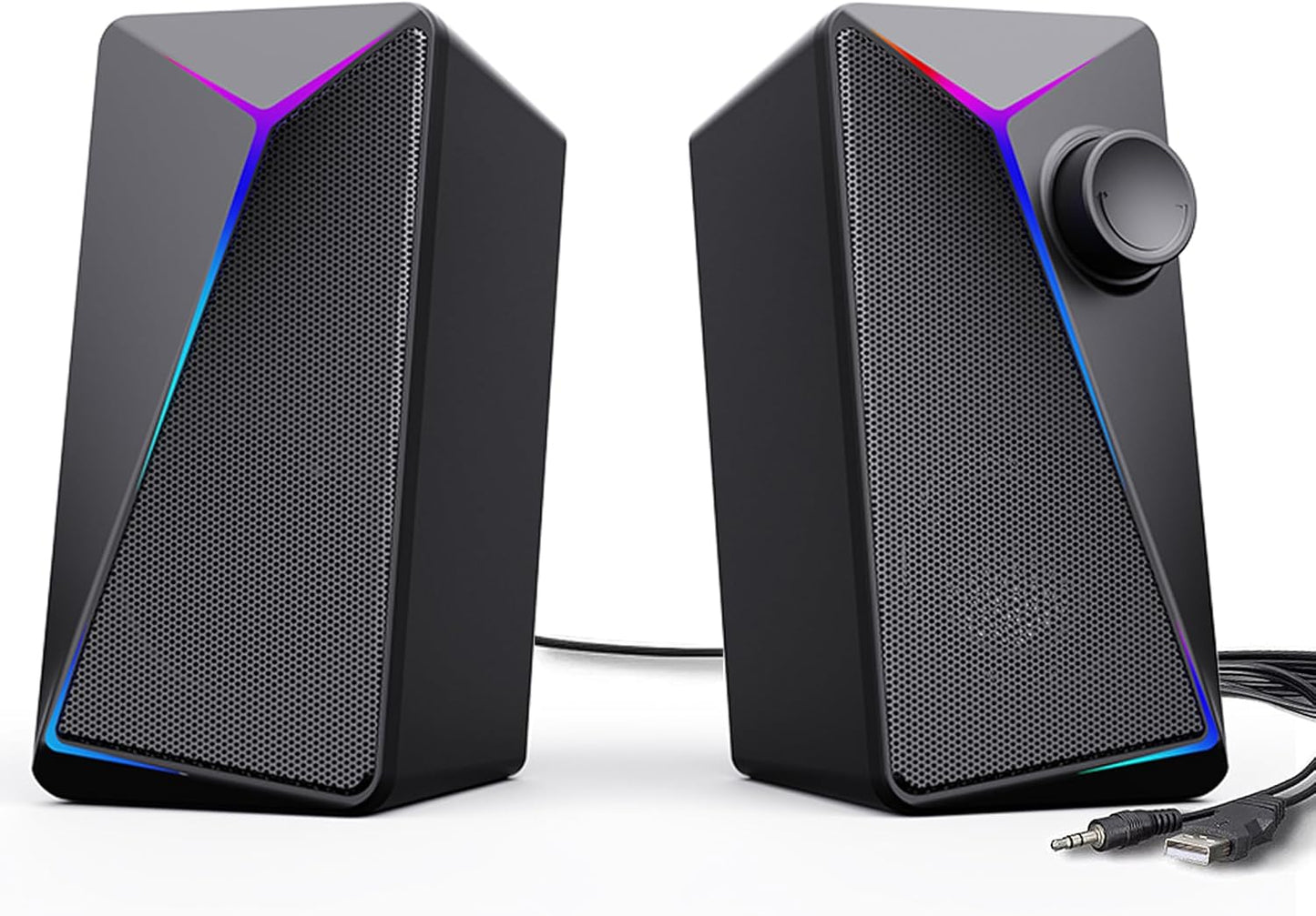 ROSON Computer Speakers, Gaming PC Speakers with Enhanced Bass and Volume Control, Stereo 2.0 USB Powered 3.5mm Aux Multimedia Speakers for Laptop/Desktop/Tablets/Phone