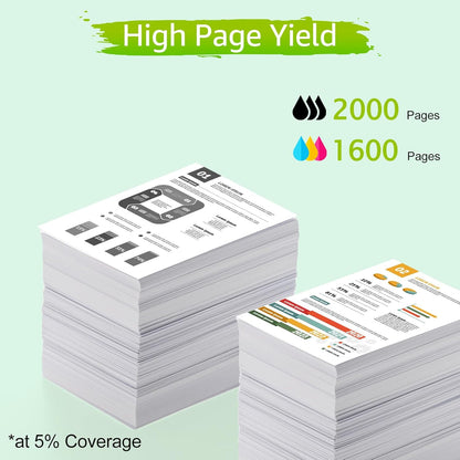 Upgraded 962XL Ink Cartridges Combo Pack Replacement for HP 962XL 962 XL High Yield Black & Color Ink Cartridge Set Work for HP OfficeJet Pro 9010, 9020 Series Printer (1BK/1C/1M/1Y, 4 Pack)