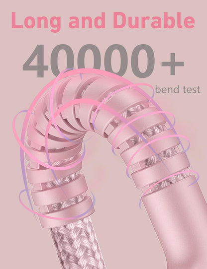 iPhone 16 USB C Cable Fast Charging [2 Pack, 6FT], USB A to USB C Charger Cord, Upgraded Extra Durable Braided USBC Cable Compatible with iPhone 16 15 Pro Max, LG and More-Pink