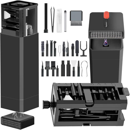 Cell Phone Cleaning Kit, iPhone Cleaning Kit for Charging Port Cleaner Keyboard Cleaning Kit for Airpods/Android/USB C/Earbuds/Laptop/iPad/Camera Lens with Stylus Pen, SIM Tool, Screen Brush(Black)