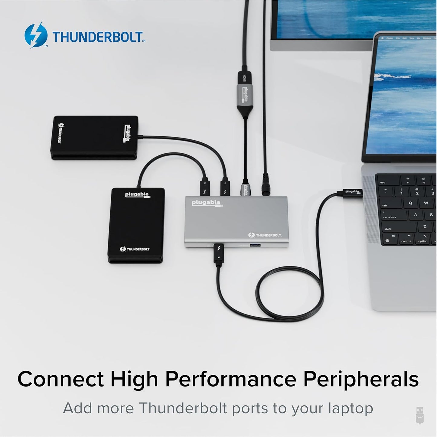 Plugable 5-in-1 Thunderbolt 4 Hub,Single 8K or Dual 4K Display, 4K HDMI Adapter Included, Thunderbolt 4/3, USB4,USB-C Expansion for Modern Mac and Windows Systems, Driverless
