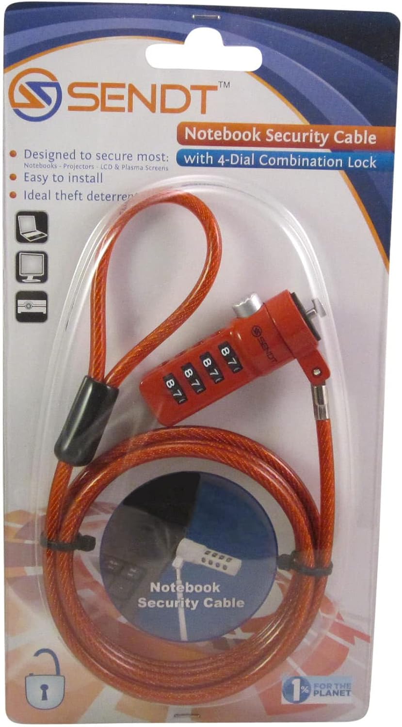 Sendt Red Notebook/Laptop Combination Lock Security Cable