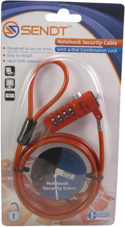 Sendt Red Notebook/Laptop Combination Lock Security Cable