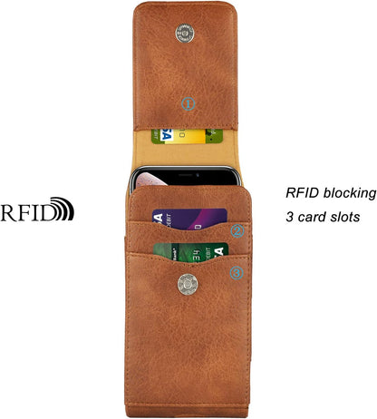 Phone Holster for Samsung Galaxy S24 S23 S22 S21 S20 FE S10 S9 A51 A52 A53 Note 20 Note 10 Plus LG Stylo 5 PU Leather Case Pouch Belt Phone Holder with Belt Clip,Brown