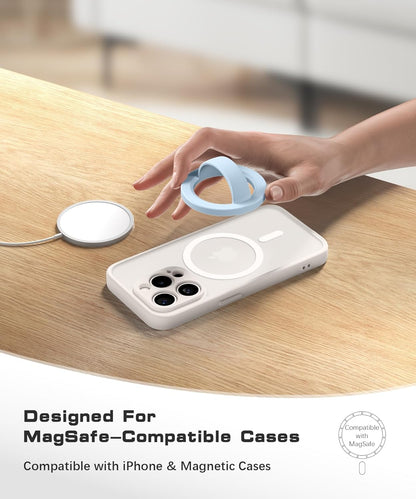 Magnetic Phone Grip, Removable Loop Grip with Soft Finger Strap, Silicone Phone Ring Holder for Back of Phone for iPhone 16/15/14/13/12 Pro Max/Plus, Blue