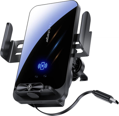 Magnetic Phone Holder Car Wireless Charger, 66W Fast Charging Phone Mount 360 Adjustable Rotatable Auto-Clamping Car Vent for Mount - Dashboard Phone Holder for iPhone/Android/Samsung (Black)