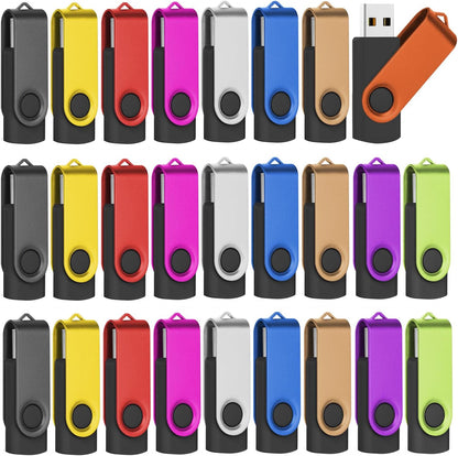 EASTBULL Flash Drives Bulk 4GB USB Thumb Drive 50 Pack USB 2.0 Memory Stick Swivel Pen Drive with Lanyard for Storage and Backup (4GB 50 Colors)