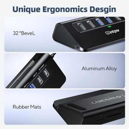 USB C Hub, intpw 9-in-1 USB Multiport Adapter with 4K HDMI, PD 100W, USB-C and 2 USB A 3.0 5Gbps, 2 USB A 2.0, SD/TF Slots for MacBook Pro/Air, iPad Pro, iPhone 15/16 Series