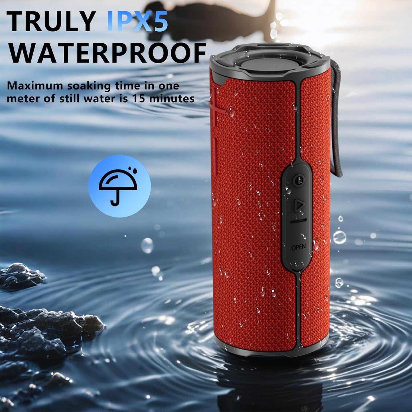 COOPERS Portable Bluetooth Speaker, Wireless Bluetooth Speaker, IPX5 Waterproof Speakers with RGB Lights, Loud Stereo Sound Deep Bass, Long Playtime TWS Pairing for Home/Party/Outdoor Beach