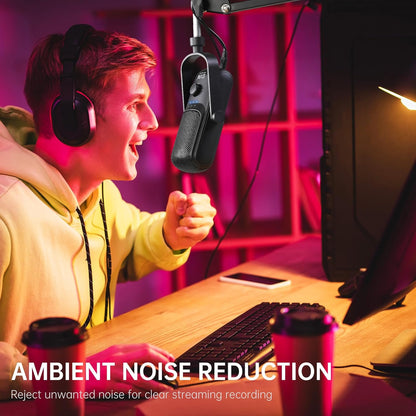 GVM Condenser Microphone, USB Type-C Podcast Recording Microphone for Vocal Voice-Over Streaming Studio Metal Mic with Mic Mute Headphone Jack Monitoring Volume Control Vocal Mic for Singing YouTube
