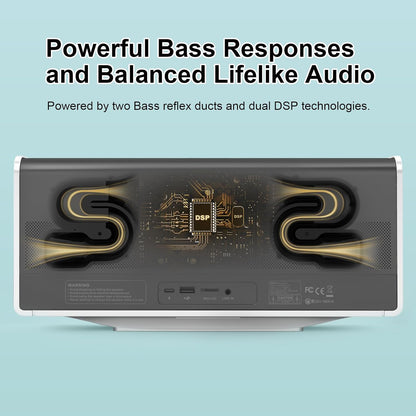 DOSS SoundBox Ultra Bluetooth Speaker with 2.1 Channel Audio, 80W Superior Sound with Deep Bass, Two DSP Technologies, 18H Playtime, BT 5.3, Wireless for Home, Office, Room-White