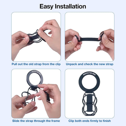 RESPECTED-BRO-3-PCS-Elastic-Strap for Magnetic Phone Grip Stand with Finger Strap, 4-in-1 Magnetic Ring Holder, Kickstand and Elastic Strap for Smartphones (Rose Gold)