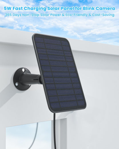 5W Solar Panel for Blink Camera Outdoor, Solar Panel Charger with Battery Compatible with New Blink Outdoor 4 (4th Gen) Camera, with 13.1ft Cable, IP65 Weatherproof, Includes Secure Wall Mount, 2 Pack