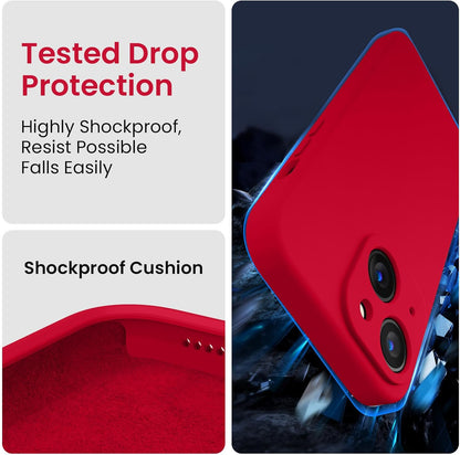 FireNova Designed for iPhone 15 Case, Silicone Upgraded [Camera Protection] Phone Case with [2 Screen Protectors], Soft Anti-Scratch Microfiber Lining Inside, 6.1 inch, Deep Red
