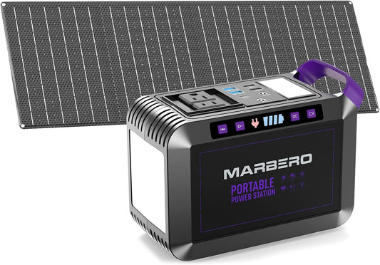 MARBERO 172Wh Solar Generator with 40W Solar Panel, Portable Power Station 200W, Camping, Outdoor, Hiking, Fishing, Emergency