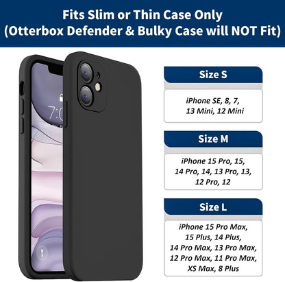 Holster for iPhone 17 Air, 17 Pro, 17, 16e, 16, 16 Pro, 15, 15 Pro, 14, 14 Pro, 13, 13 Pro - Leather Holster Case with Belt Clip, Pouch with Magnetic Closure (Fits Slim/Thin Case Only)