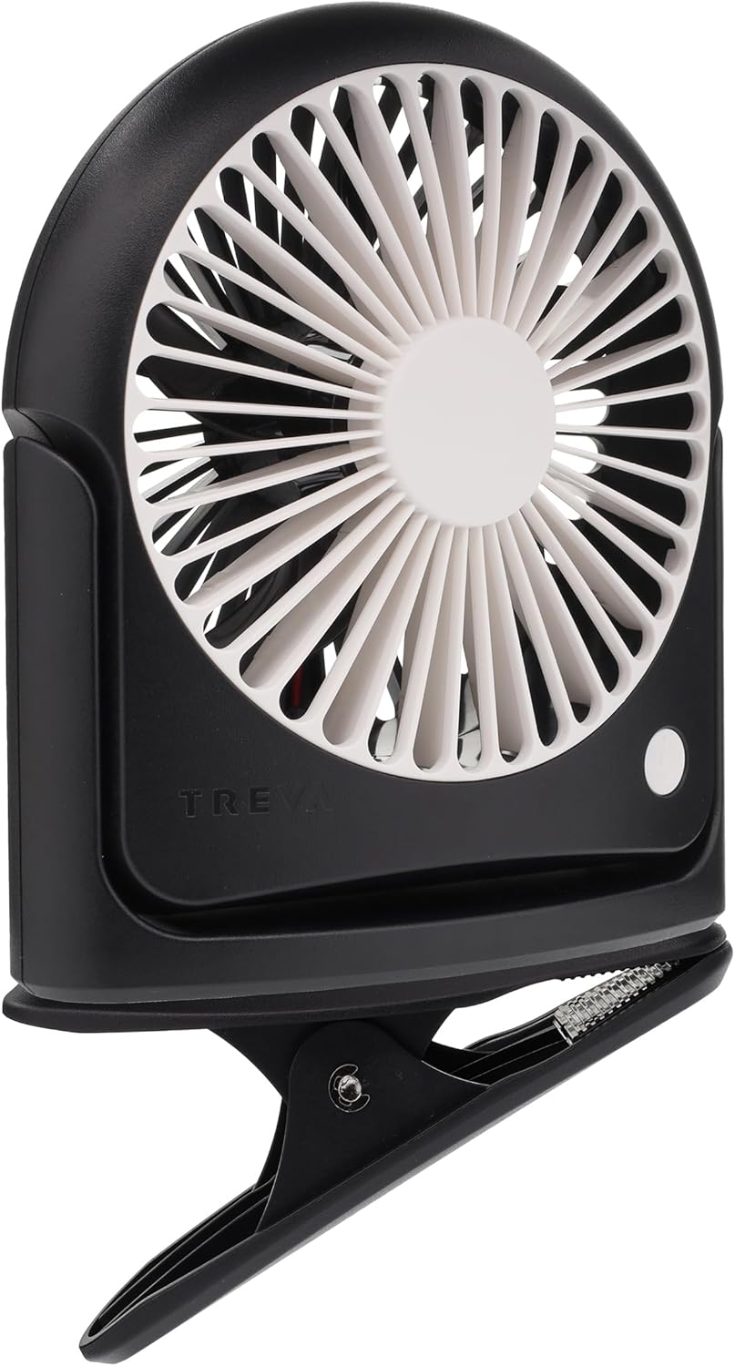 Treva 5 Inch Rechargeable Powered Clip Fan 3 Speed Slim and Portable Indoor and Outdoor Cooling Multi-Directional