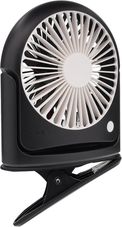 Treva 5 Inch Rechargeable Powered Clip Fan 3 Speed Slim and Portable Indoor and Outdoor Cooling Multi-Directional