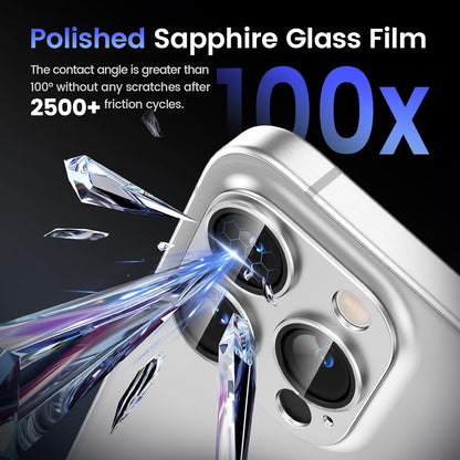Tensea for iPhone 16 Pro/iPhone 16 Pro Max/iPhone 15 Pro/iPhone 15 Pro Max Camera Lens Protector, Metal Aluminum Alloy Tempered Glass Cover Camera Screen Protector Accessories, Case Friendly