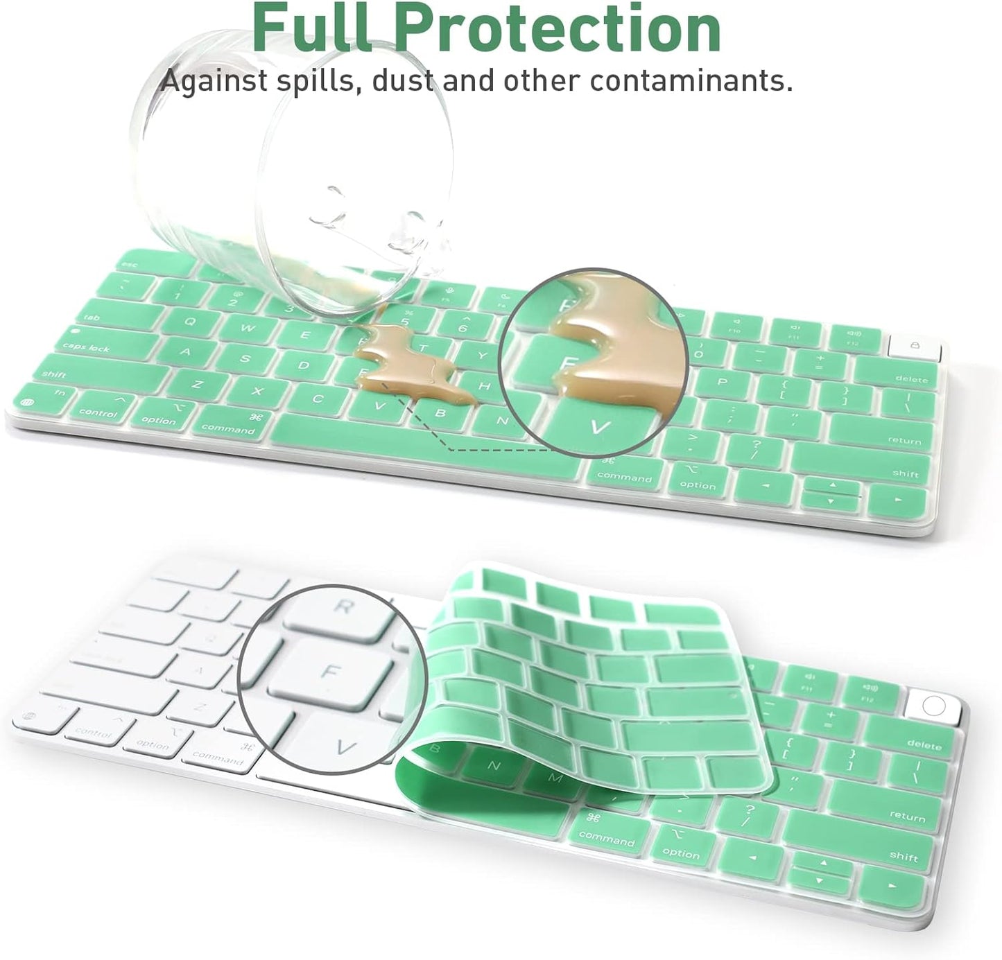 Allinside Silicone Keyboard Cover for iMac Magic Keyboard A2449/A2450, Protective Skin for iMac 24" Wireless Keyboard Released in 2021, US Layout, Light Green