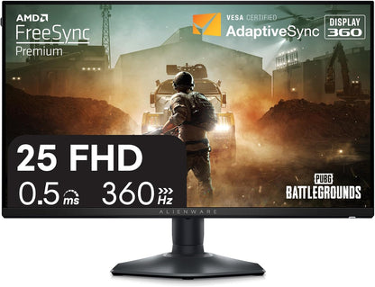 Alienware 25 Gaming Monitor AW2523HF 24.5" IPS LED Full HD (1920 × 1080) 360Hz Display - AMD FreeSync - VESA - Monitor (USB, HDMI) Height/Tilt/Swivel/Pivot Adjustability - Dark side of the Moon