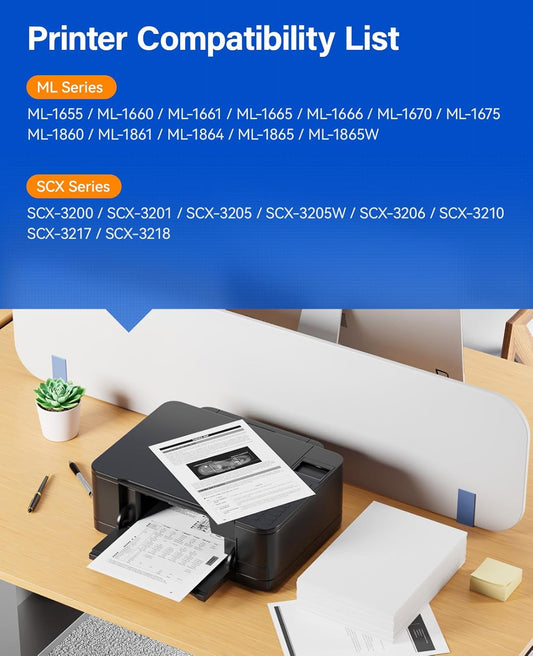 MLT-D104S Toner Cartridge Black 2-Pack High-Yield Replacement for Samsung MLT-D104S D104S 104S Compatible with Samsung ML-1660 ML-1665 ML-1675 ML-1860 ML-1865W SCX-3200 SCX-3205 SCX-3217 Laser Printer
