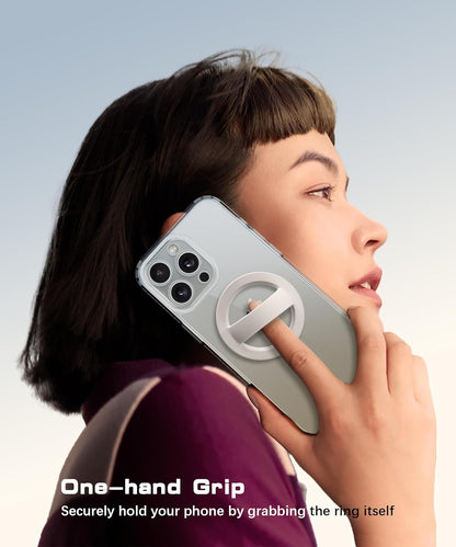 Magnetic Phone Grip, Removable Loop Grip with Soft Finger Strap, Silicone Phone Ring Holder for Back of Phone for iPhone 16/15/14/13/12 Pro Max/Plus, Stone