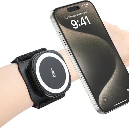 VRIG 360 Rotatable Magnetic Wristband Phone Holder, Armband Cell Phone Holder, Magnetic Phone Holder, Compatible with magsafe iPhone 16 15 14 13 12 Pro Max Plus Mini