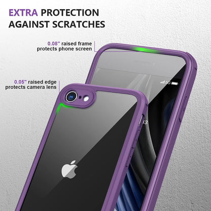 Miracase for iPhone SE Phone Case 3rd/2nd Generation 2022 2020 Full-Body with Built-in Glass Screen Protector, Heavy Duty 360° Protective Shockproof Bumper Cover for iPhone 8/SE, Purple