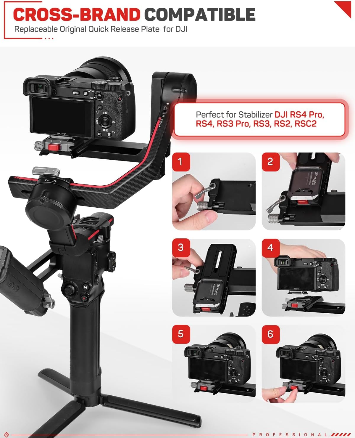 iFootage Q38-RS Quick Release Plate - Camera Quick Release System for DJI RS4 Pro, RS4, RS3 Pro, RS3, RS2, RSC2 Stabilizers, Tripods, Monopods, Sliders - Fast Installation and Swap
