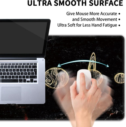 Galaxy Planet Large Mouse Pad,Gaming Keyboard Desk Pad,Extended Mouse Mat Non-Slip Rubber Base with Stitched Edges for Office Game Home XXL 35.4"x15.7"