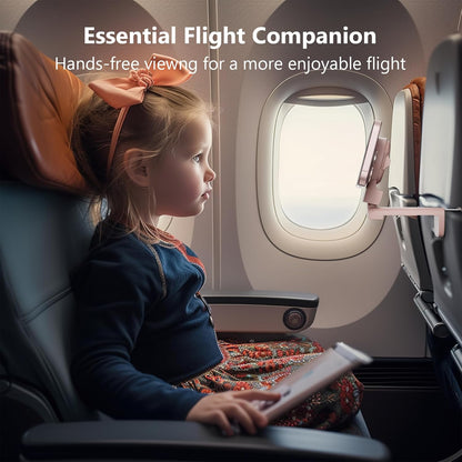 MiiKARE Travel Essentials Magnetic Airplane Phone Holder, Universal Handsfree Phone Mount for Flying with 360 Degree Rotation, Travel Must Haves Phone Stand for Desk, Tray Table, Black&Pink