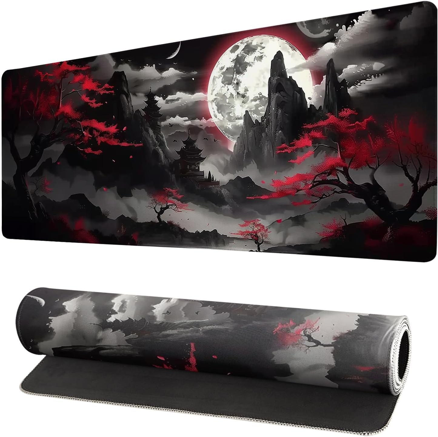 Extended Gaming Mouse Pad, Large Desk Mat XL Anime Mouse Pad Waterproof with Stitched Edges, Non-Slip Desktop Pad for Home and Office, Level Up Your 31.5x11.8 Inch (Night canyon2)