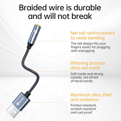 USB to 3.5mm Jack Audio Adapter, External Stereo Sound Card USB-A to Audio Jack Adapter with Auxiliary Stereo Converter, Compatible with Desktop, Laptop Mac, Linux and More!
