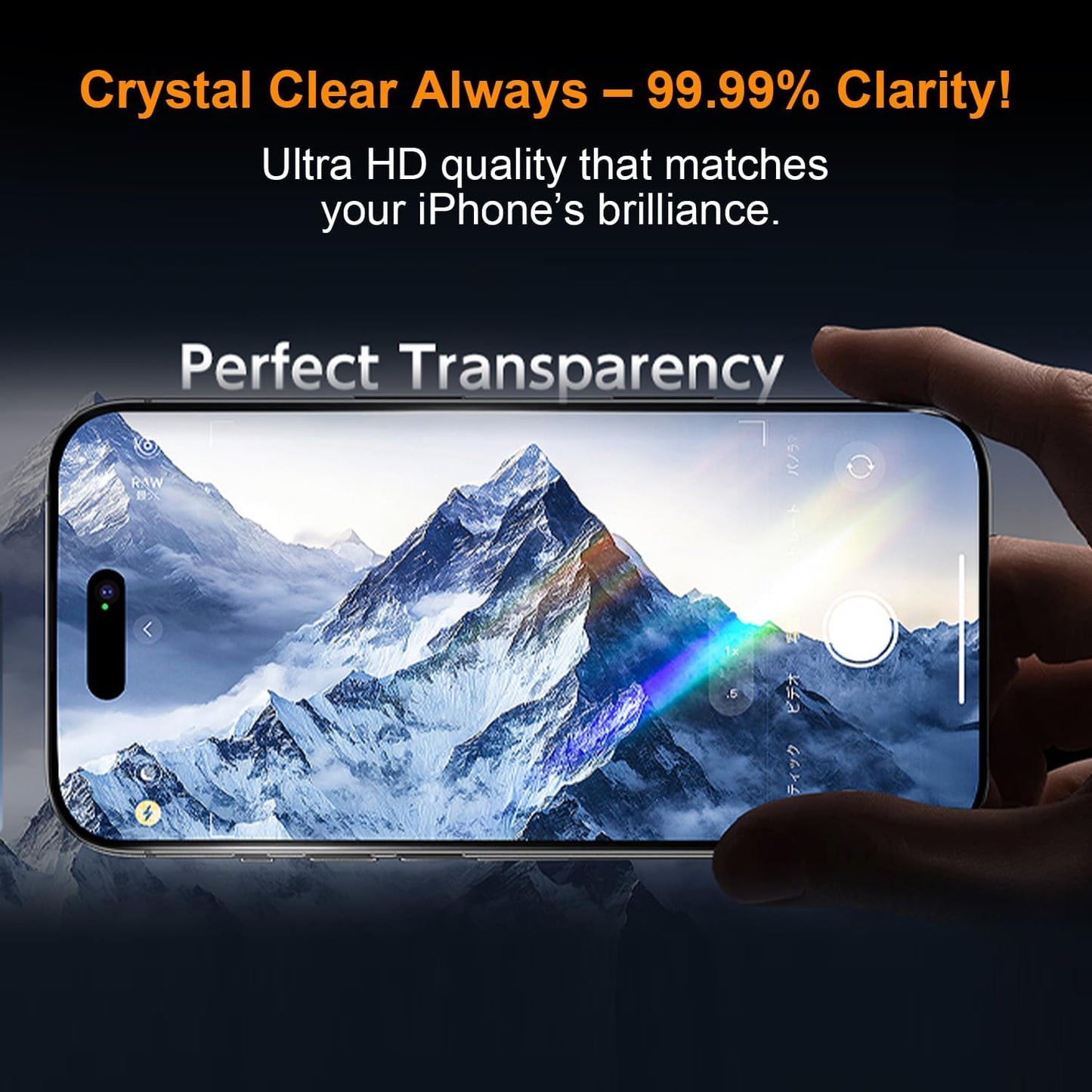OneFish Screen Protector for iphone Pro Max 16, Airbag Edge Protection, HD Clarity Tempered Glass Film with Installation Frame, 9H Glass Scratch Resistant, Easy Installation, 2Pack.