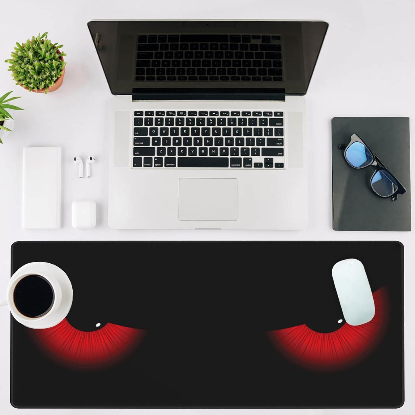Mouse Pad Large Evil Eyes Non-Slip Game Desk Mat with Stitched Edge Laptop Keyboard Desk Pad for Work Home Gaming (35.4 x 15.7 Inches)