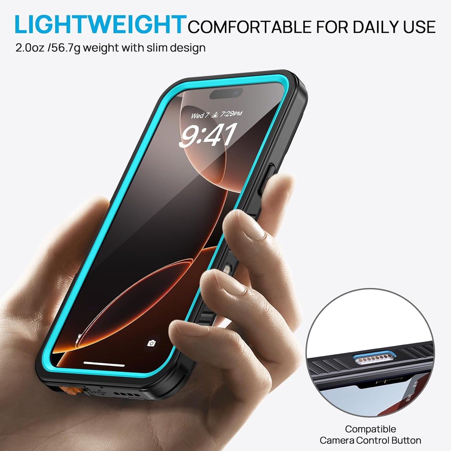 Lanhiem for iPhone 16 Pro Max Case, IP68 Waterproof Dustproof Shockproof Cases with Built-in Screen Protector, Full Body Heavy Duty Rugged Phone Cover for iPhone 16 Pro Max - 6.9 inch (Blue)