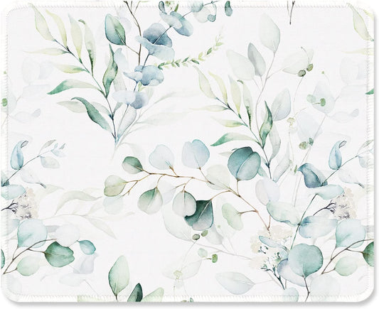 ITNRSIIET Mouse Pad with Stitched Edge Premium Textured Smooth Precise Operation Waterproof Washable Non-Slip Rubber Base Desktop Protection Mat, 10.2×8.3×0.12 inches, Leaves and Branches