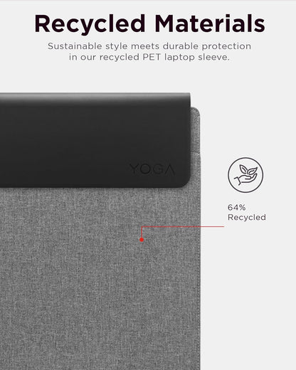 Lenovo Slim Laptop Sleeve 16 Inch Notebook/Tablet - Compatible with MacBook Air/Pro - Eco-Friendly Lightweight Case with Accessory Pocket & Magnetic Closure - Grey