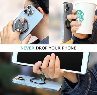 Magnetic Phone Ring Holder with Magsafe, Double Adjustable Gym Finger Ring Grip, Removable Phone Grip, for iPhone, iPad and Smartphones, Compatible with Magnetic Car Mount (Colorful)