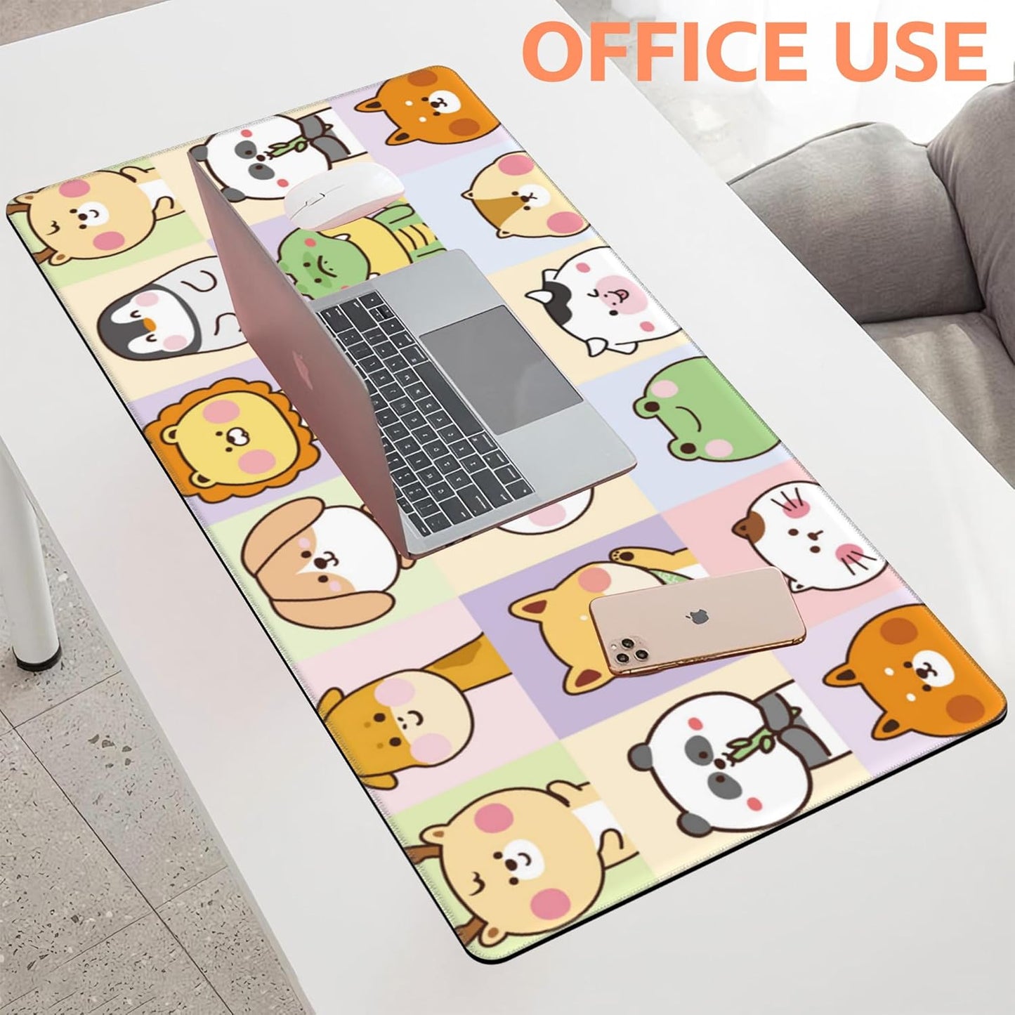 Mouse Pad Large Cute Animals Non-Slip Game Desk Mat with Stitched Edge Laptop Keyboard Desk Pad for Work Home Gaming (35.4 x 15.7 Inches)